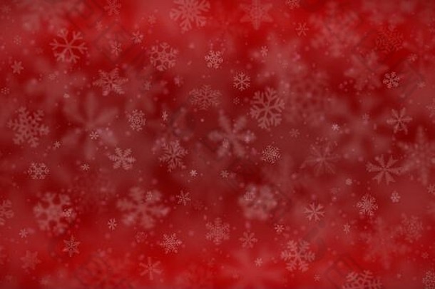 圣诞节背景雪花形状大小模糊透明度红色的颜色