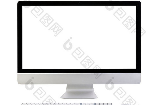 插图现代电脑监控空白屏幕孤立的白色添加屏幕