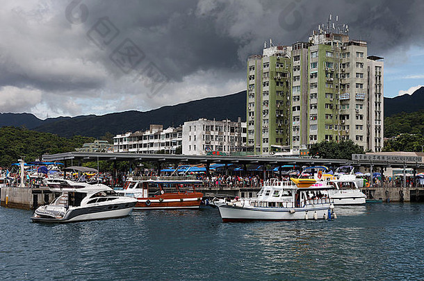照片港离开如果领土在香港香港中国船海海洋多云的
