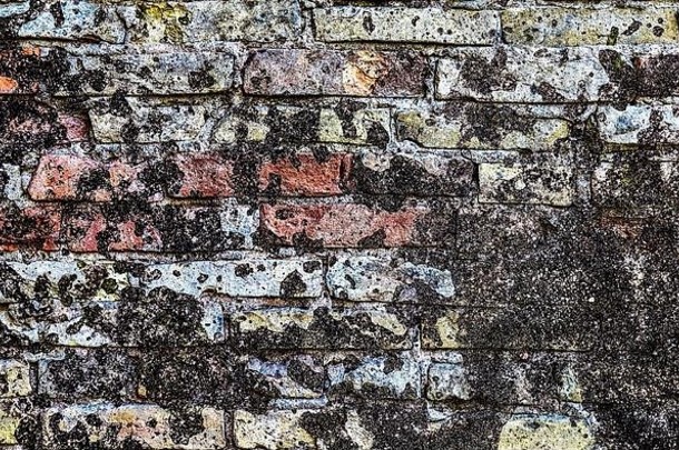 详细的特写镜头视图岁的饱经风霜的<strong>砖</strong>墙历史建筑