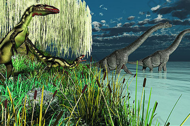 小迪龙恐龙看腕龙恐龙韦德湖