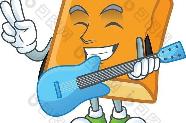 白底吉他吉祥物玉米面包
