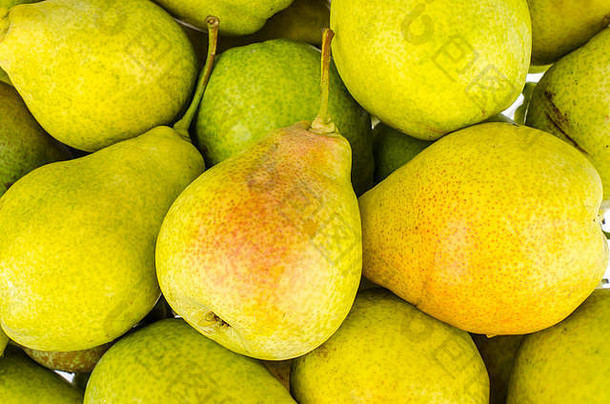 水果背景成熟的黄色的梨