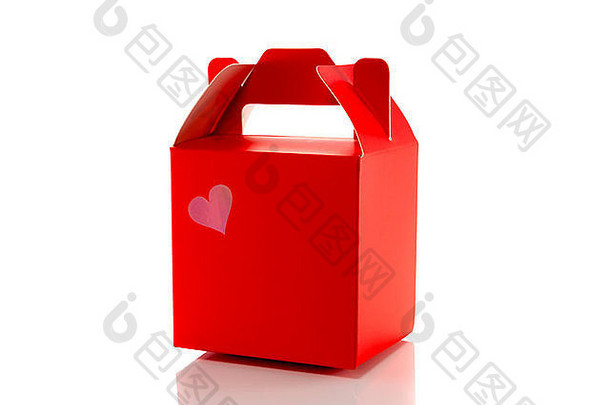 红色礼品盒，白色隔离