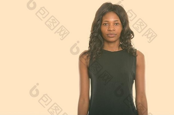工作室拍摄年轻的黑色的非洲女人博茨瓦纳