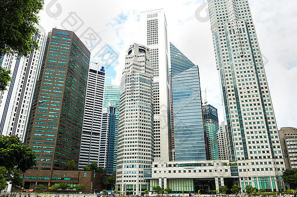 新加坡河沿岸的摩天大楼，新加坡，亚洲
