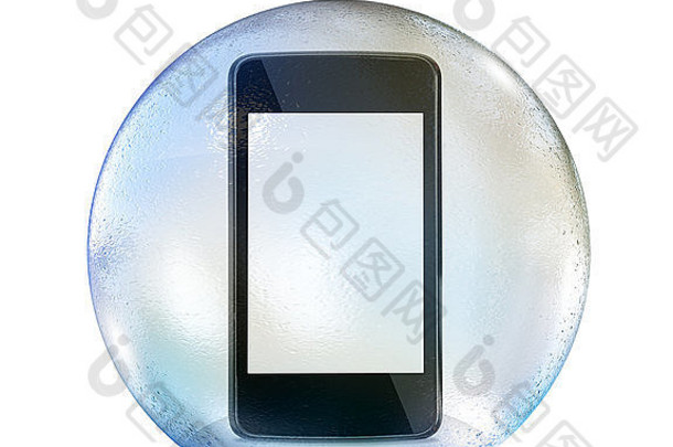 智能手机肥皂泡沫