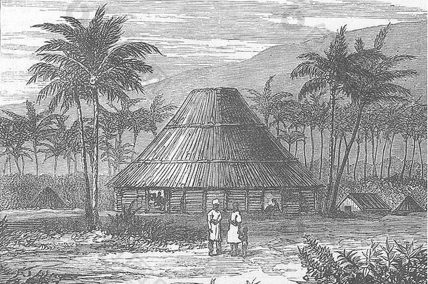 太平洋岛屿议会大厦，萨摩亚，1876年。<strong>图</strong>文并茂的伦敦新闻