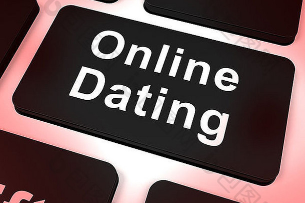 网上约会电脑钥匙显示浪漫和网络爱情