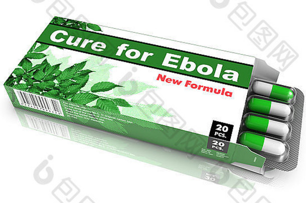 治疗埃博拉-白色隔离的绿色开放泡罩包装药片。
