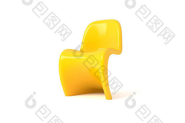 黄色的椅子白色背景孤立的