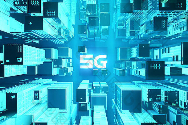 <strong>未来</strong>5G网络、技术数据传输、城市5G网络通信
