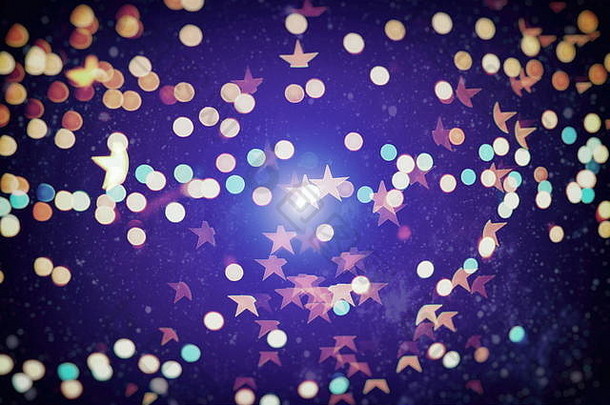 节日的圣诞背景。带有灯光和星星的优雅抽象背景