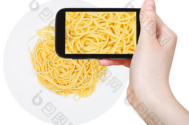 拍摄食物概念旅游需要图片意大利意大利面驴子板智能手机意大利