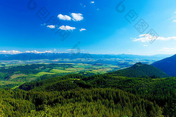 美丽的景观森林草地湖山背景斯洛伐克中央欧洲