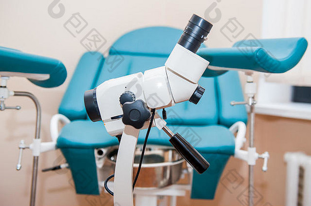 妇科手术椅背景上的特写镜
