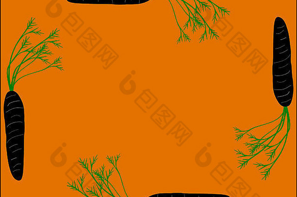 胡萝卜蔬菜框架橙色背景