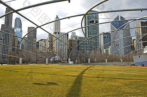 美国芝加哥千禧公园。千禧公园绿地。芝加哥，伊利诺伊州，美国。美国城市图片集。