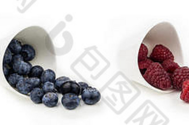 水平集合浆果碗草莓蓝莓树莓黑莓