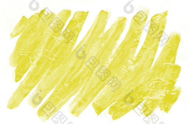 彩色黄色水彩画湿刷液体背景壁纸和名片。Aquarelle亮色抽象手绘纸纹理