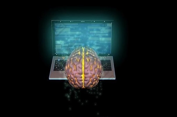 移动PC移动设备发送信息发光的大脑渲染前视图