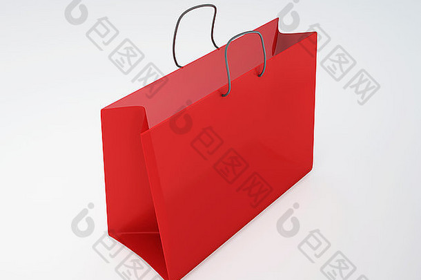 经典的彩色购物袋。白色背景上的3d插图