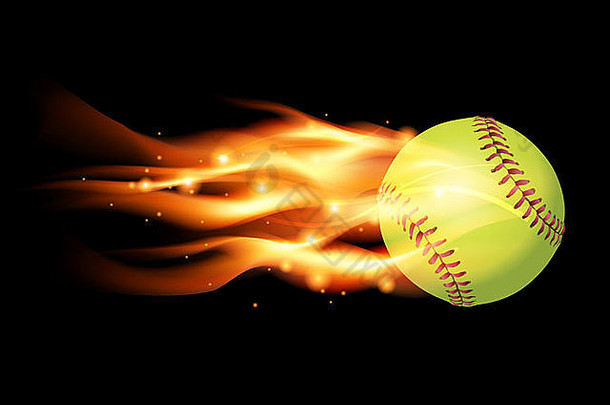 燃烧的垒球的插图。
