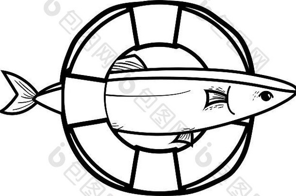 带救生圈的鱼线物体设计