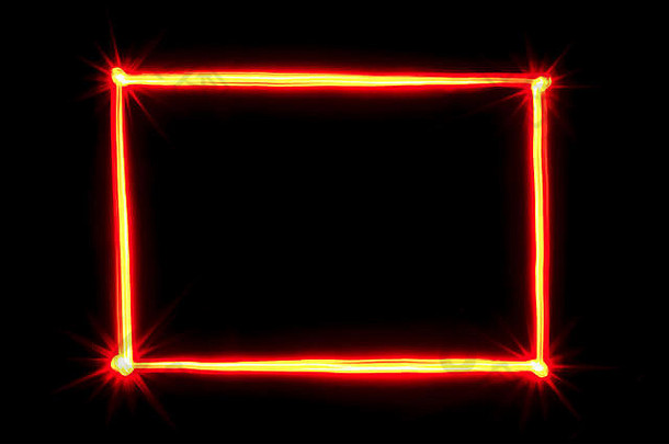 红色的光绘画矩形框架黑色的背景
