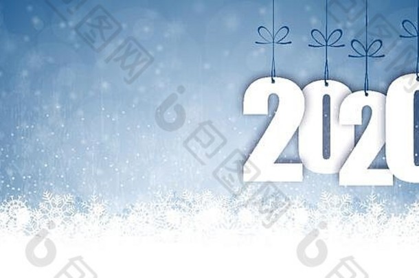 2020年圣诞节和新年降雪和问候的背景