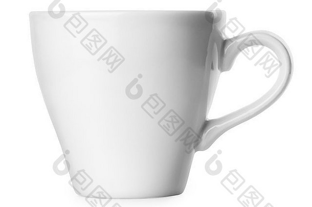 小经典白色杯咖啡表示孤立的白色背景