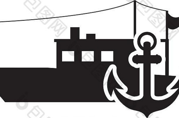 渔船和锚图标