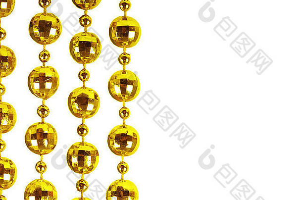 背景由金色的明亮的庆祝珠子制成