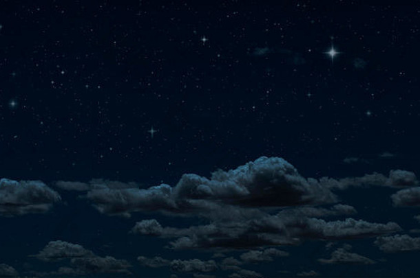 晚上布满星星的天空云月光黑暗背景星星天空清洁晚上背景