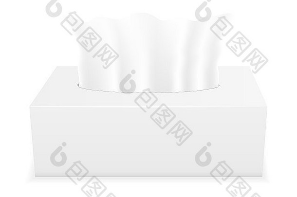 背景上隔离的白色纸巾盒插图