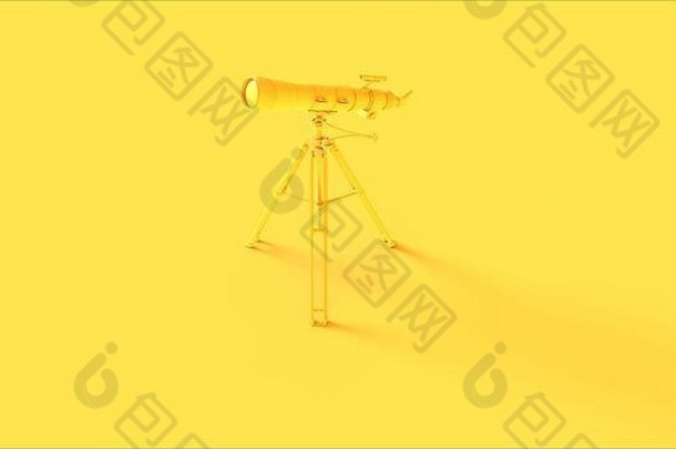 黄色现代望远镜3d插图3d渲染