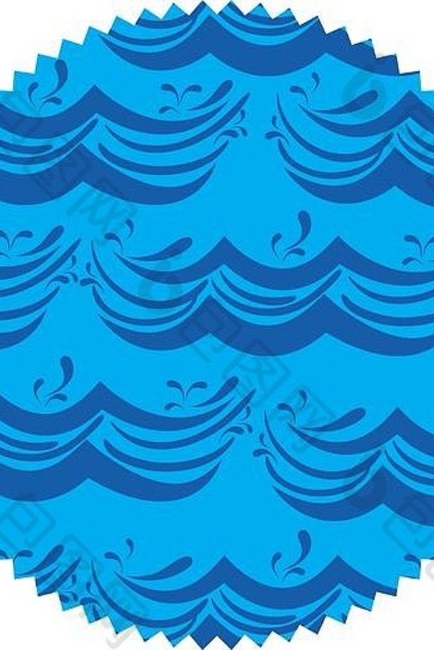 蓝色自然波浪背景的圆形