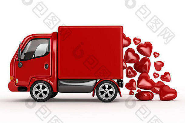 情人节3D红心面包车