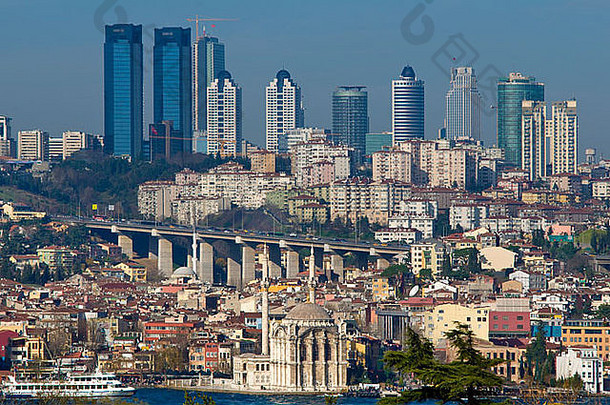 视图现代伊斯坦布尔清真寺摩天大楼