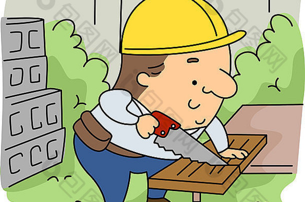伐木工人在工作的插图