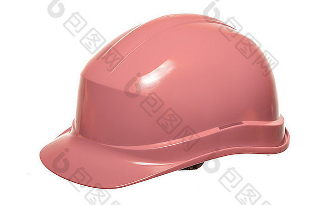 红色的安全头盔需要戴安全帽的构建器建筑工人孤立的白色安全工作工作室