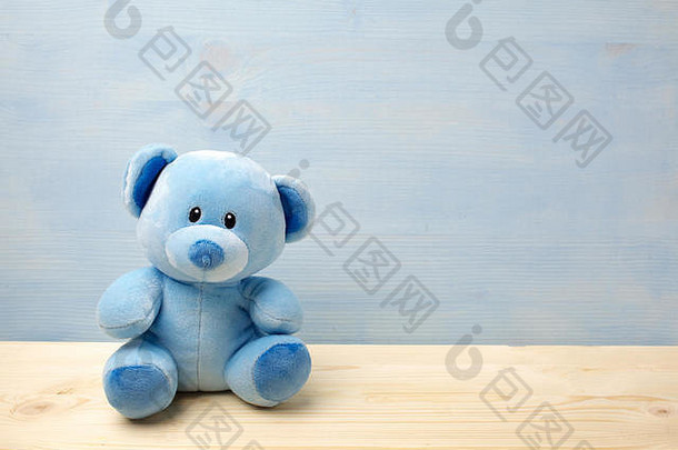 泰迪熊表格蓝色的背景