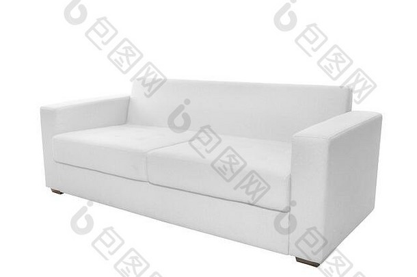 座位舒适的颜色织物沙发孤立的白色背景