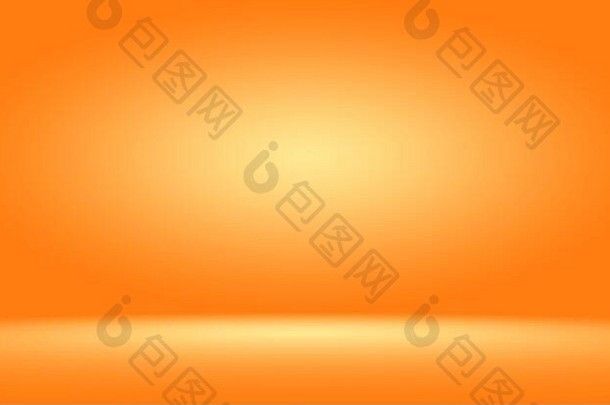 橙色照相馆背景垂直，带有柔和的渐晕。软梯度背景。画作工作室背景。