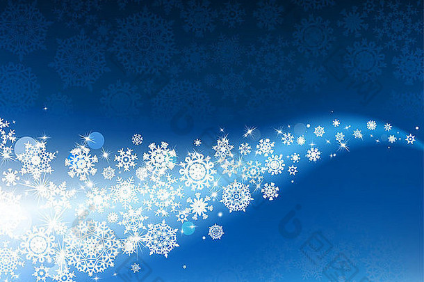 蓝色的冬天背景雪花透明度