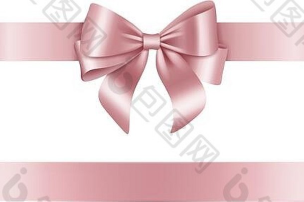 孤立的粉红色的弓丝带情人节一天生日周年纪念日装饰