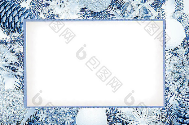 冷色调圣诞相框，用于贺卡
