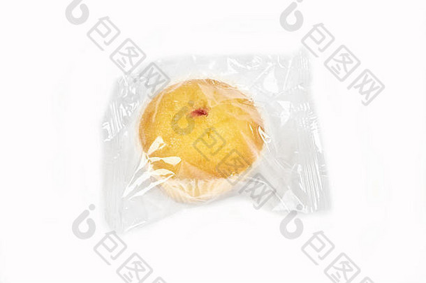 松饼采用透明包装，白色背景。
