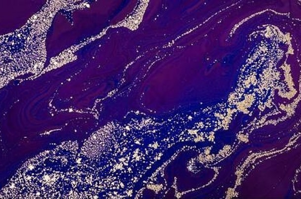 丙烯酸流体艺术奢侈品黄金闪光模式蓝色的紫色的波摘要艺术德科横幅