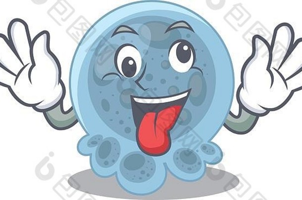 巴氏杆菌的吉祥物设计，有一张滑稽疯狂的脸
